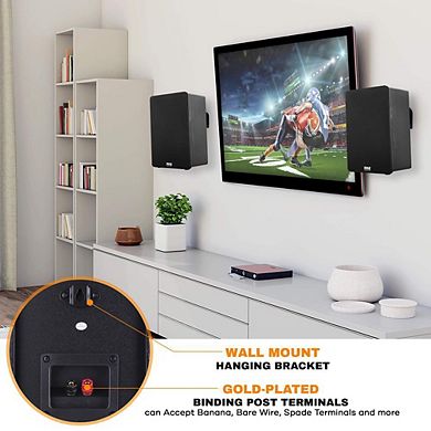 Pyle 6.5" Home Theater Wooden Bookshelf Speakers