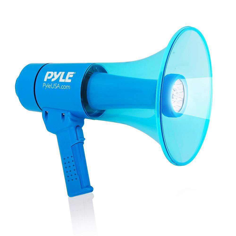 Pyle 40-Watt Waterproof Megaphone with LED Lights and Rechargeable ...