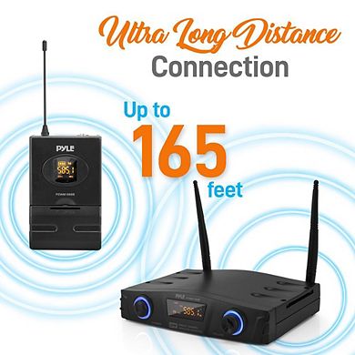 Pyle Desktop Pro Wireless Microphone System - USB Powered UHF Receiver with Belt-Pack Transmitter