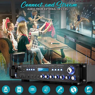 Pyle Pro Audio Hybrid Amplifier Receiver, 3000W, Bluetooth, USB/SD/FM/AM, Rack Mount