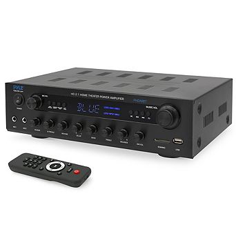 Pyle Home Stereo Amplifier, 400W, Bluetooth, Phono/Optical/Coaxial/FM, USB/SD, Microphone Inputs