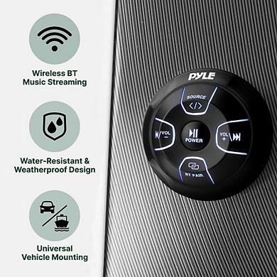 Pyle Amplified Wireless BT Audio Controller with Waterproof Marine Receiver Remote 300 Watt