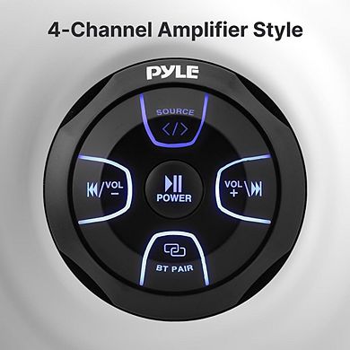 Pyle Amplified Wireless BT Audio Controller with Waterproof Marine Receiver Remote 300 Watt