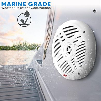 Pyle 6.5" Waterproof Marine Speaker System with Amplified Wireless BT Receiver 300 Watts