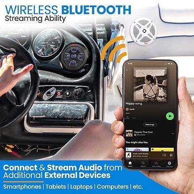 Pyle 6.5" Waterproof Marine Speaker System with Amplified Wireless BT Receiver 300 Watts