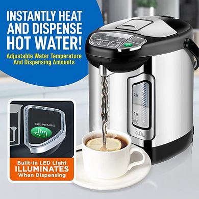 NutriChef Digital Hot Water Dispenser, 3L Instant Water Boiler with Auto Dispense & Safety Lock