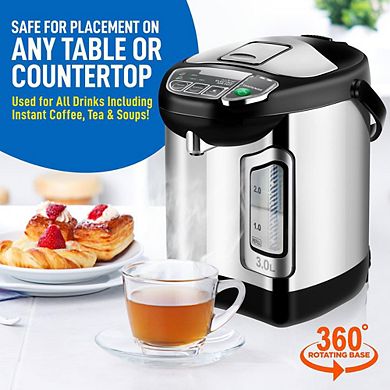 NutriChef Digital Hot Water Dispenser, 3L Instant Water Boiler with Auto Dispense & Safety Lock