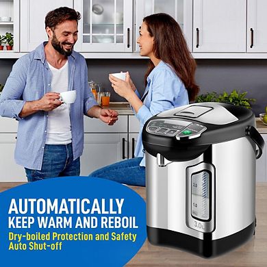 NutriChef Digital Hot Water Dispenser, 3L Instant Water Boiler with Auto Dispense & Safety Lock