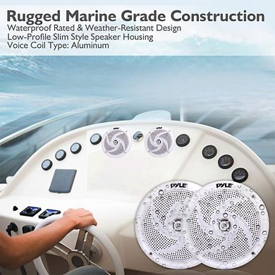 Pyle 5.25" Low-Profile Waterproof Marine Speakers - Slim Style