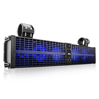 Pyle ATV/UTV Powersports Soundbar System, 24", Bluetooth, 80W Peak, LED Lights, IPX6 Waterproof