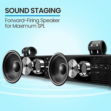 Pyle ATV/UTV Powersports Soundbar System, 24", Bluetooth, 80W Peak, LED Lights, IPX6 Waterproof
