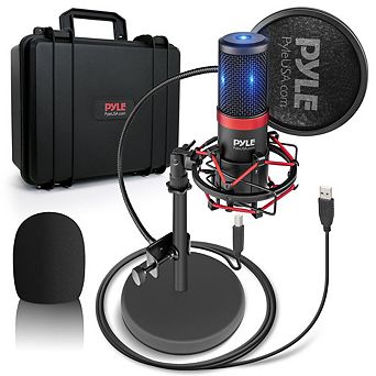 Pyle USB Computer Microphone Kit - Streaming & Recording Mic with Shock Mount Stand, Pop Filter