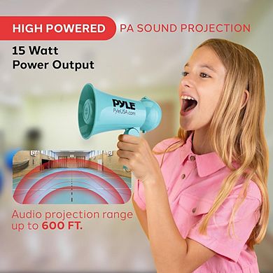 Pyle 15-Watt Portable Megaphone with Built-in Microphone and Siren - PMP15