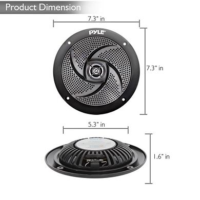 Pyle 6.5" Waterproof Marine Speakers 240 Watts Low-Profile Slim Style