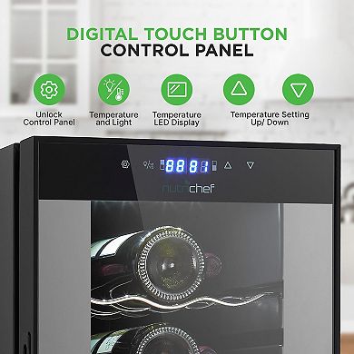 NutriChef PKCWCDS182 18 Bottle Fridge Dual Zone