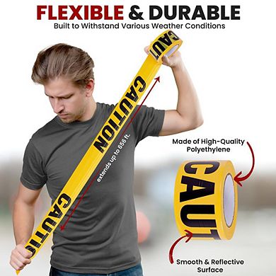 Pyle Caution Barricade Tape - Yellow, 6-Pack, 656 ft. Each - PCNTX6