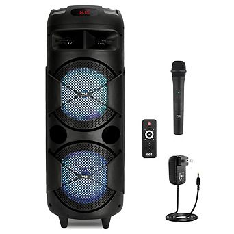Pyle Outdoor Bluetooth Speakers, 300W High-Powered PA System, 8" Bluetooth Speaker with Microphone