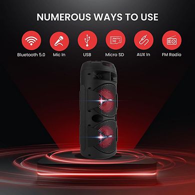 Pyle Outdoor Bluetooth Speakers, 300W High-Powered PA System, 8" Bluetooth Speaker with Microphone