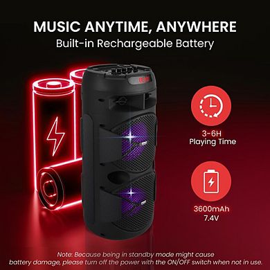 Pyle Outdoor Bluetooth Speakers, 300W High-Powered PA System, 8" Bluetooth Speaker with Microphone