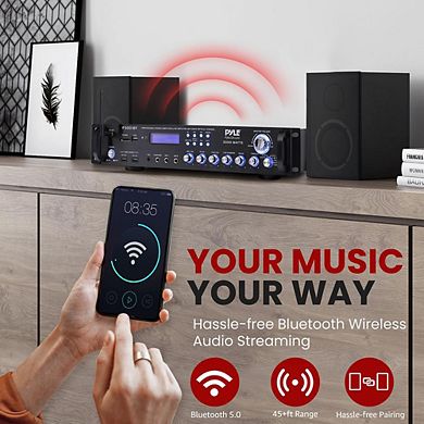 Pyle Bluetooth Home Theater Hybrid Amplifier, 3000W, MP3/USB/SD/FM, Rack Mount