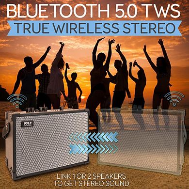 Pyle 5.25” Portable Wireless Bluetooth Speaker, True Wireless Stereo