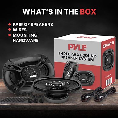 Pyle 4" x 6" Three-Way Triaxial Speaker System 240 Watts with 3/4" Piezo Tweeter