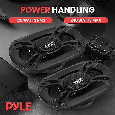 Pyle 4" x 6" Three-Way Triaxial Speaker System 240 Watts with 3/4" Piezo Tweeter