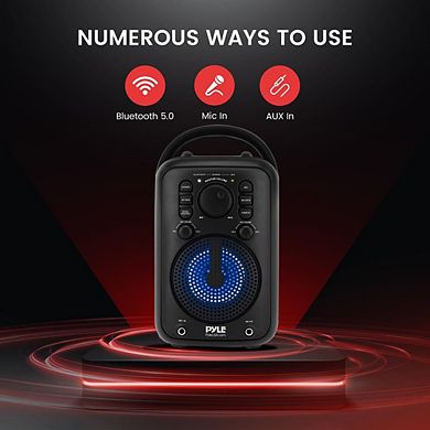 Pyle 4" Portable Wireless Bluetooth Streaming Speaker with Wired Microphones