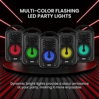 Pyle 4" Portable Wireless Bluetooth Streaming Speaker with Wired Microphones