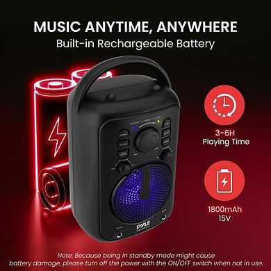 Pyle 4" Portable Wireless Bluetooth Streaming Speaker with Wired Microphones