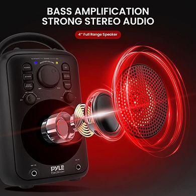 Pyle 4" Portable Wireless Bluetooth Streaming Speaker with Wired Microphones