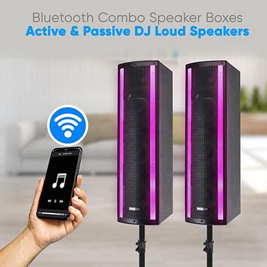 Pyle Portable Bluetooth PA Speaker System - 3-Way Bluetooth Speaker Portable Microphone, FM Radio