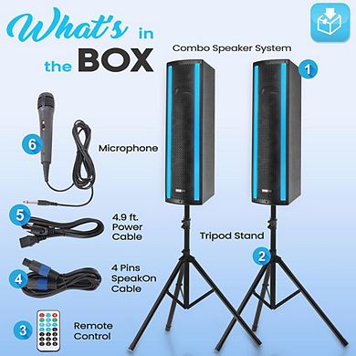 Pyle Portable Bluetooth PA Speaker System - 3-Way Bluetooth Speaker Portable Microphone, FM Radio