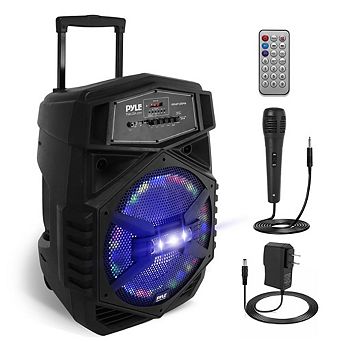 Pyle 12'' Portable Bluetooth Speaker System - Micro SD/FM/BT/Aux/Remote Control/Mic & Guitar Inputs