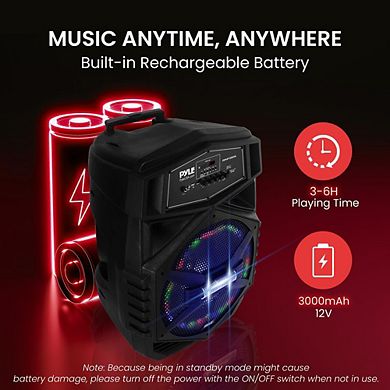 Pyle 12'' Portable Bluetooth Speaker System - Micro SD/FM/BT/Aux/Remote Control/Mic & Guitar Inputs