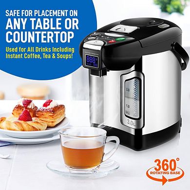 NutriChef Digital Hot Water Dispenser, 3L Instant Water Boiler with Auto Dispense & Safety Lock