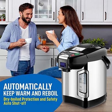 NutriChef Digital Hot Water Dispenser, 3L Instant Water Boiler with Auto Dispense & Safety Lock