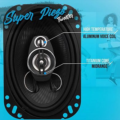 Pyle 6" x 8" Three-Way Triaxial Speaker System 400 Watts with 3/4" Piezo Tweeter