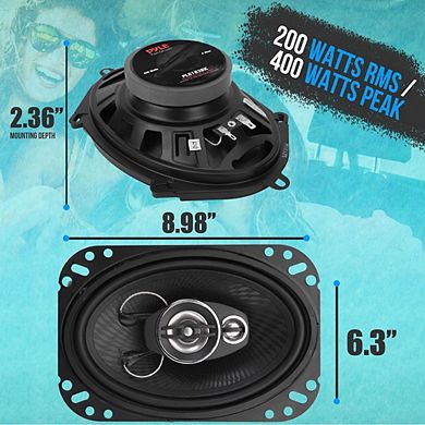 Pyle 6" x 8" Three-Way Triaxial Speaker System 400 Watts with 3/4" Piezo Tweeter