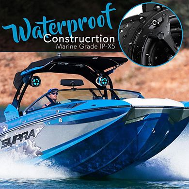 Pyle 2-Way Waterproof Off-Road Speakers, 4", 800W, Active Passive, Bluetooth, for ATV/Jeep