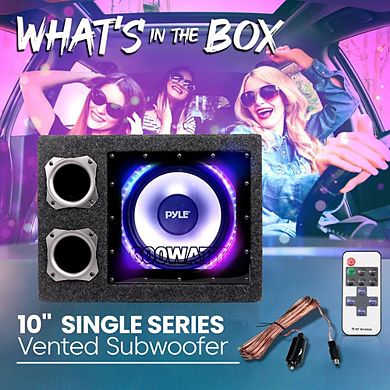 Pyle 12'' Subwoofer Box System - 600W Max - Rear Vented Design & LED Lights - PLBNPS12