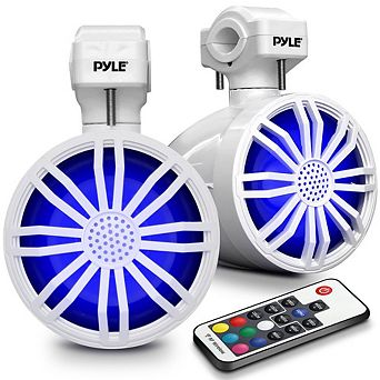 Pyle Bluetooth Waterproof Off-Road Speakers, 3.5", 40W, RGB Light, for Motorcycle/ATV, White