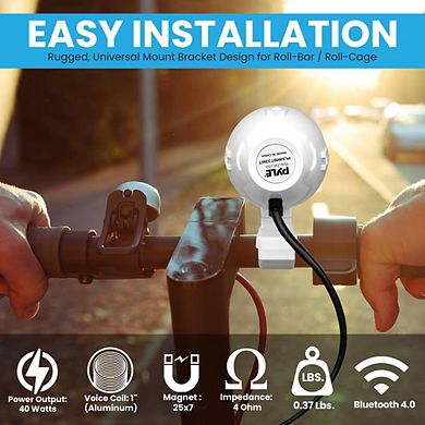 Pyle Bluetooth Waterproof Off-Road Speakers, 3.5", 40W, RGB Light, for Motorcycle/ATV, White