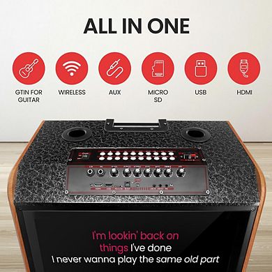Pyle 60W Portable Karaoke Machine with 18.5" HD Screen and Dual Wireless Mics