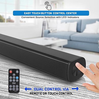 Pyle Home Theater Bluetooth Soundbar Speaker, 30W, Tabletop Design, Optical, USB, AUX