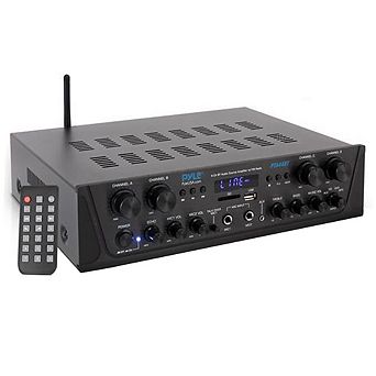 Pyle Bluetooth Home Audio Amplifier, 4-Channel, 500W, MP3/USB/SD/FM, AUX Input