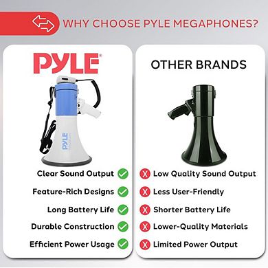 Pyle 50-Watt Megaphone Speaker with LED Lights and Siren Alarm - PMP51LT