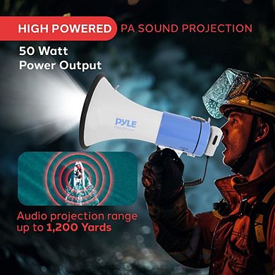 Pyle 50-Watt Megaphone Speaker with LED Lights and Siren Alarm - PMP51LT