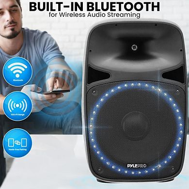 Pyle Wireless Sound Portable Bluetooth PA Speaker - 12" FM/AUX/MP3/USB/SD,Wheels,Microphone