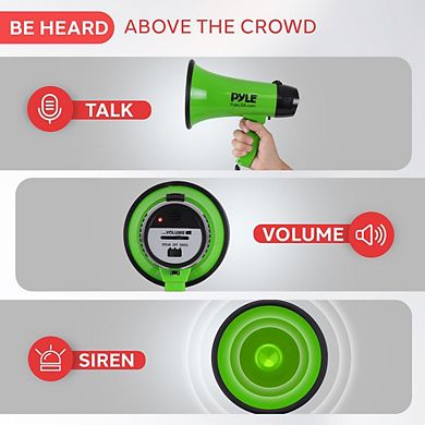 Pyle 20-Watt Compact Megaphone Speaker with Siren Alarm - Green - PMP22GR